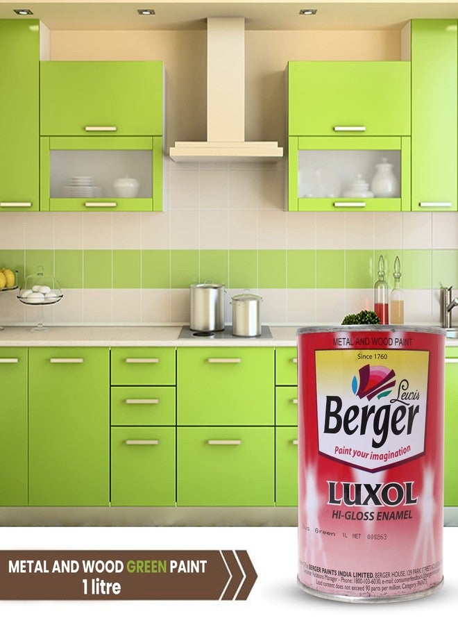 Berger Luxol Hi-Gloss Enamel | Bus Green | 1L Mirror-Like Finish | Tough & Durable Oil-Based Paint for Wood, Metal & Masonry | Interior & Exterior Use | Weather Resistant | Green Pro Certified - Image 2